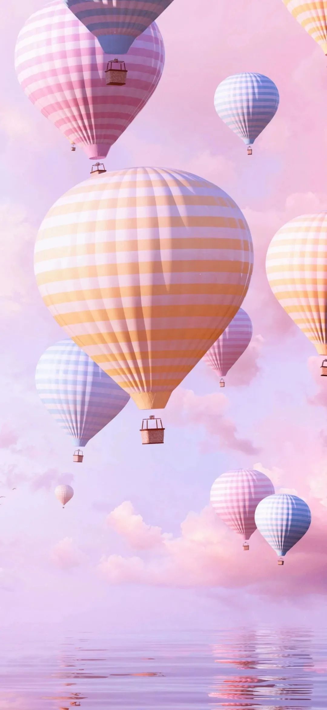 热气球群粉色天空浪漫手机壁纸