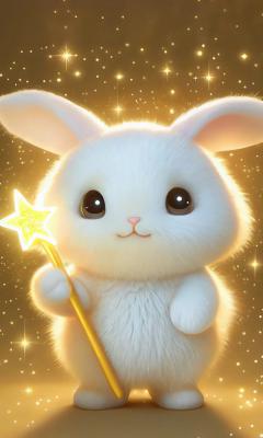 小白兔拿着星星棒手机壁纸