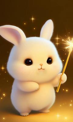 小白兔玩仙女棒手机壁纸