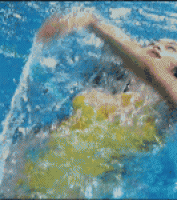 美女泳装在游泳池里愉快的游泳gif动态图片
