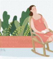 女人藤椅看书打瞌睡动画gif动态图片